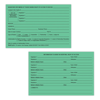 Safe Deposit Box Right of Access Cards - Pack of 100