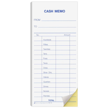 2-Part Snap Cash Memo - Blue Ink