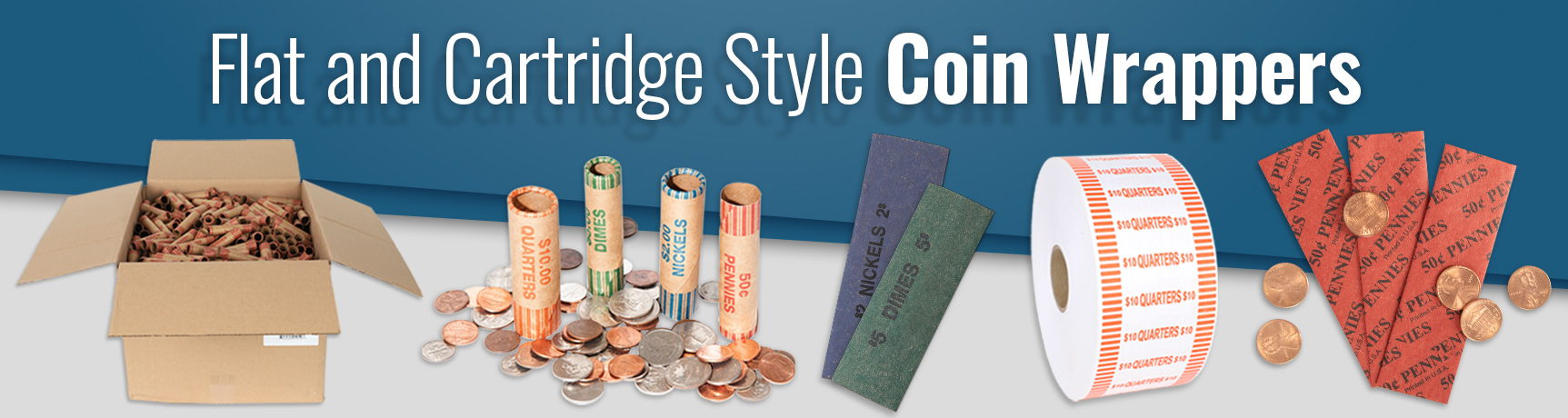 Flat and cartridge style coin wrappers and rollers