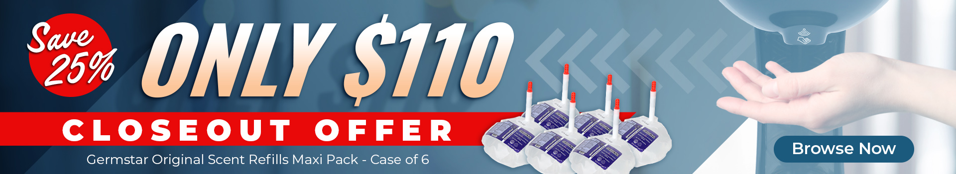 Germstar, Closeout, home page banner